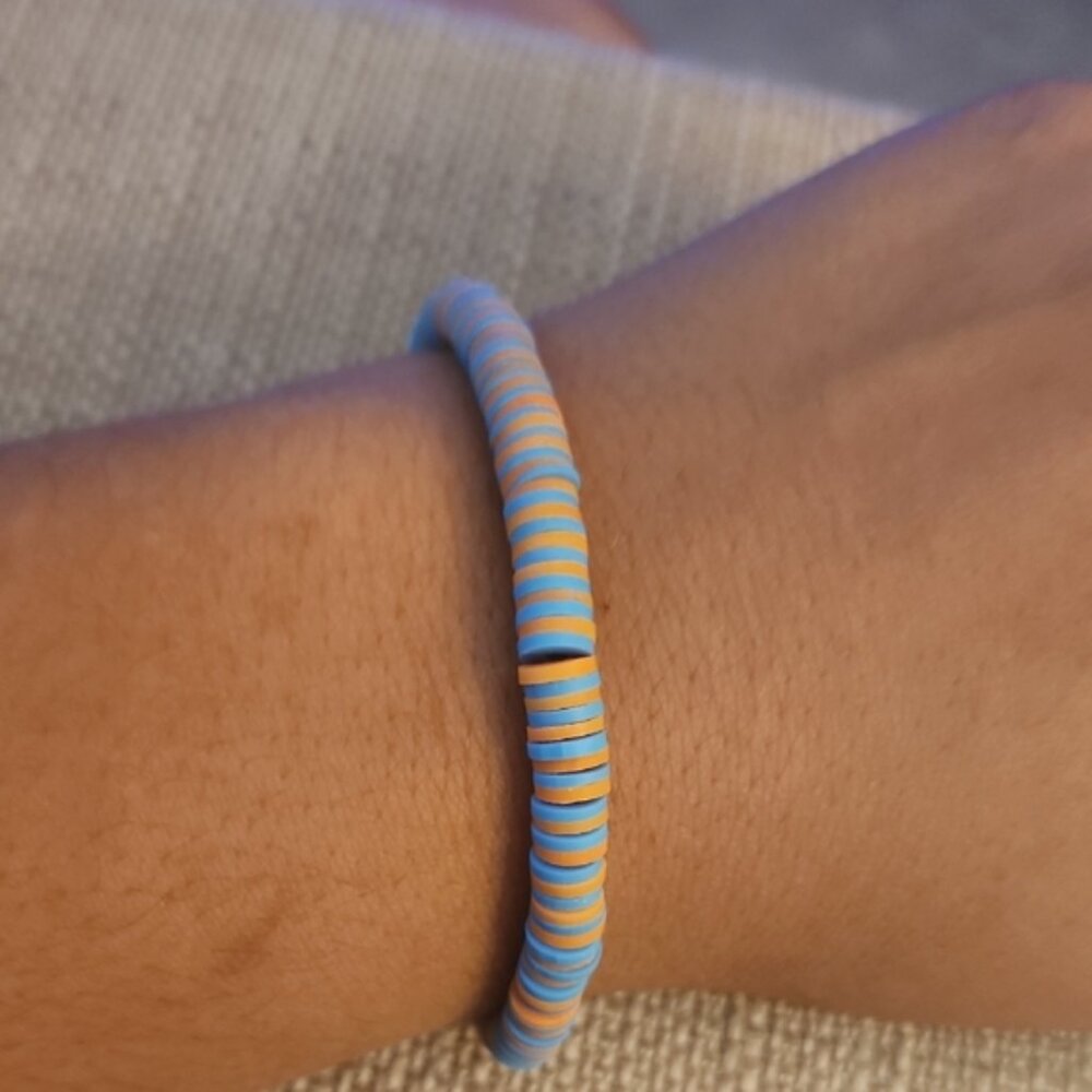 Blue and Orange Beaded Bracelet